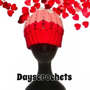Red and Pink crochet Beanie